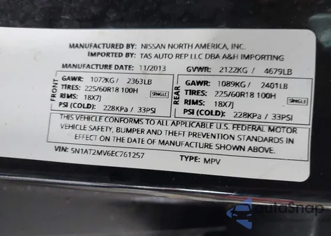 2014 Nissan Rogue S/Sl/Sv from USA, damaged, VIN 5N1AT2MV6EC761257